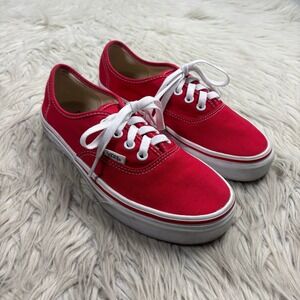 Vans Women's 7 Red Canvas Low Top Lace Up Sneakers Classic Skate Urban